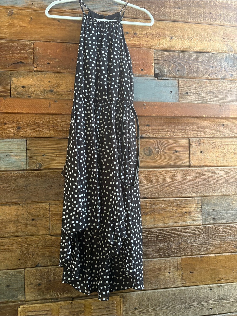 White House Black Market Black and White Polka Dot High-Low Maxi Dress